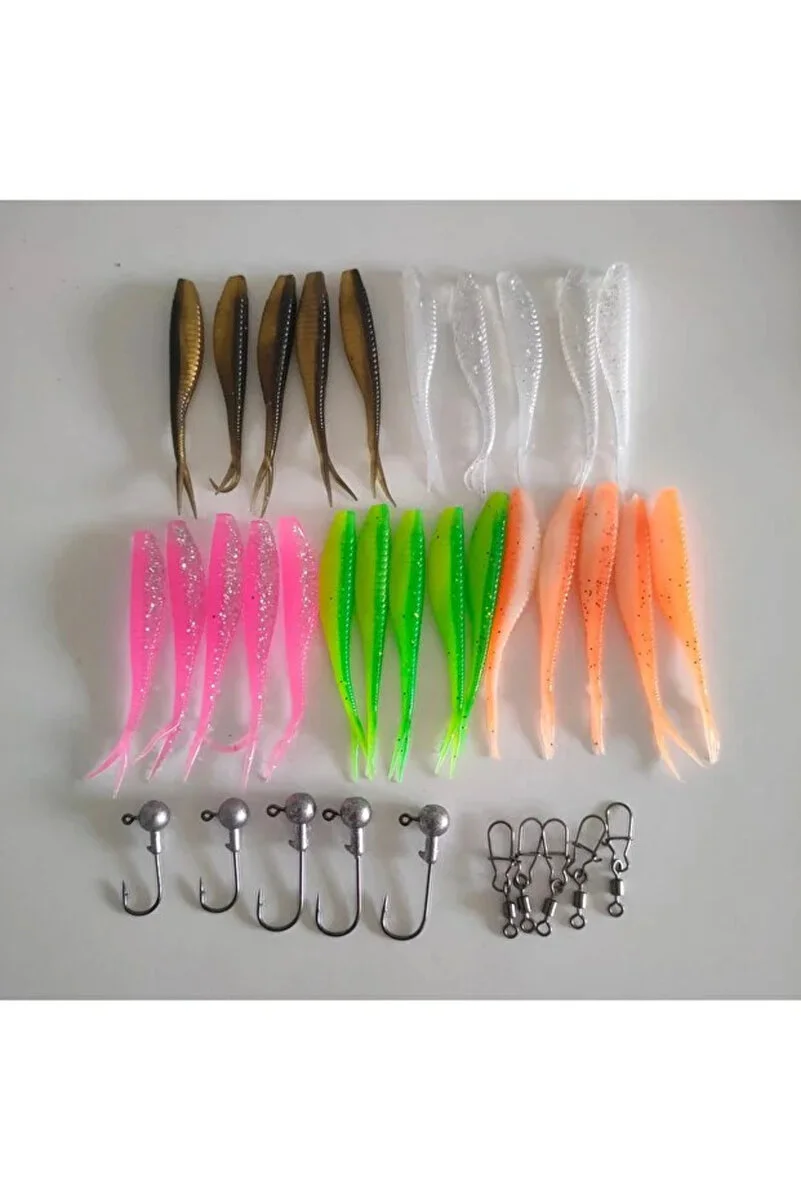 Çatal Kuyruk Silikon Takım 35 Parça LRF Seti | 25 Silikon + 5 Zoka + 5 Klips